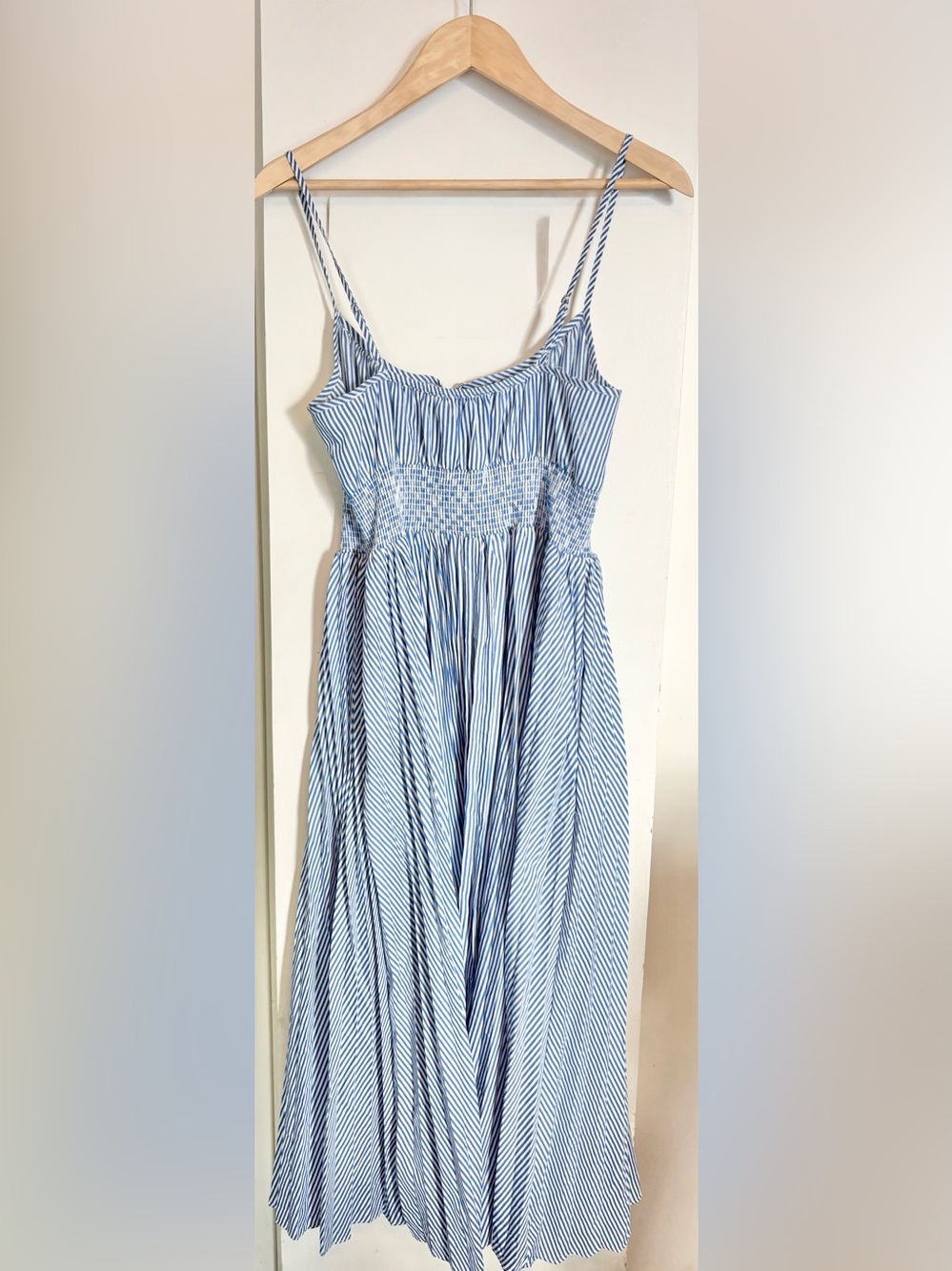 J. Crew Blue and White Striped Smocked Maxi Dress - Picture 3 of 5